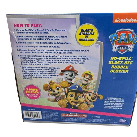 6.5 Inch Paw Patrol Skye Blast-Off Bubble Blower Machine with Fubble Bubble Solu - Picture 5 of 5